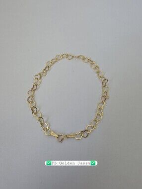 18K Real Gold Heart Link Bracelet